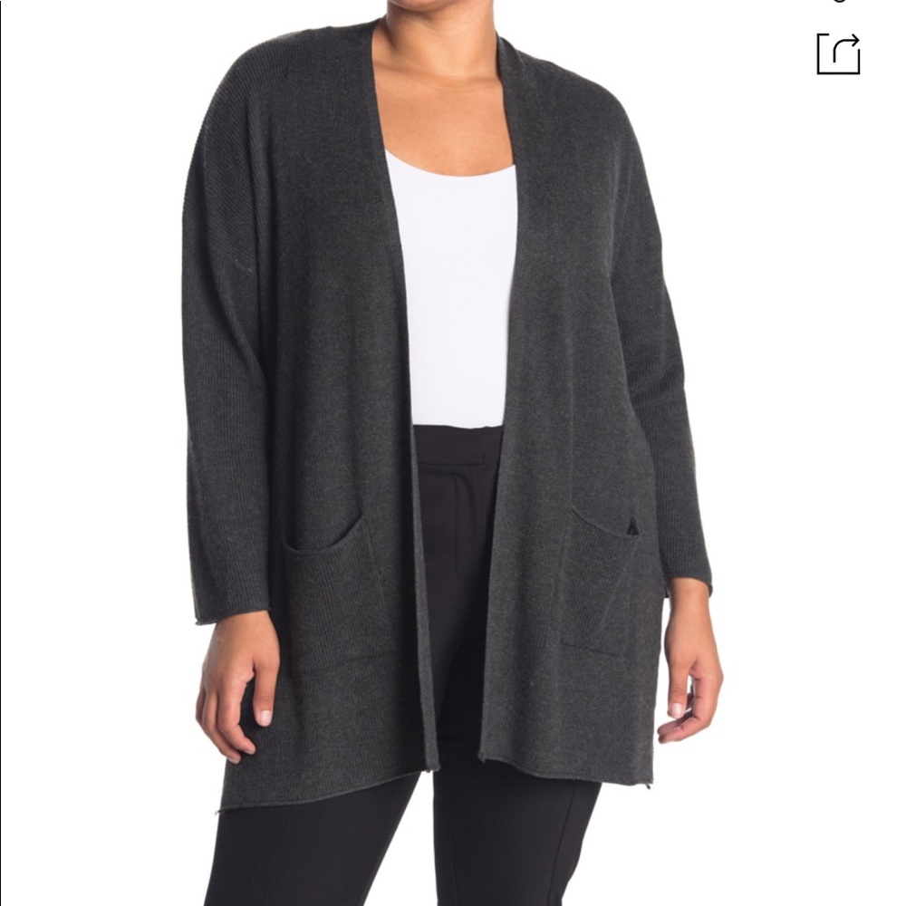 Cashmere blend dark charcoal open cardigan